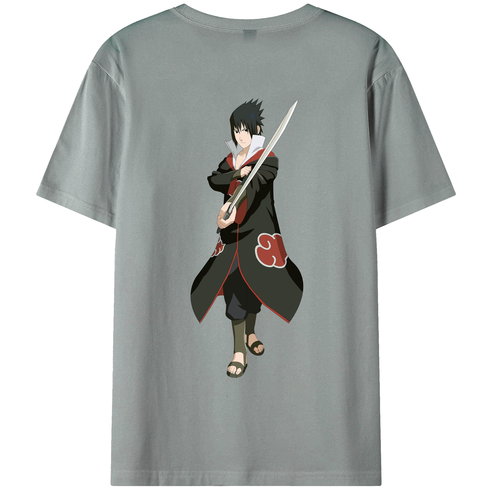 （画像用） NARUTO -ナルト- うちは サスケ Uchiha Sasuke 綿100％ メンズ半袖Tシャツ（バックプリント） 通気性